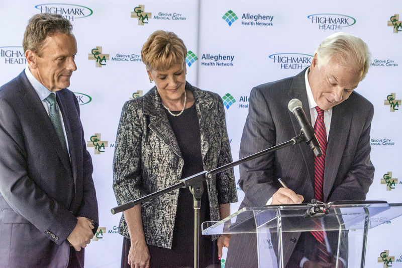 Grove City Medical Center merging into Allegheny Health Network sign